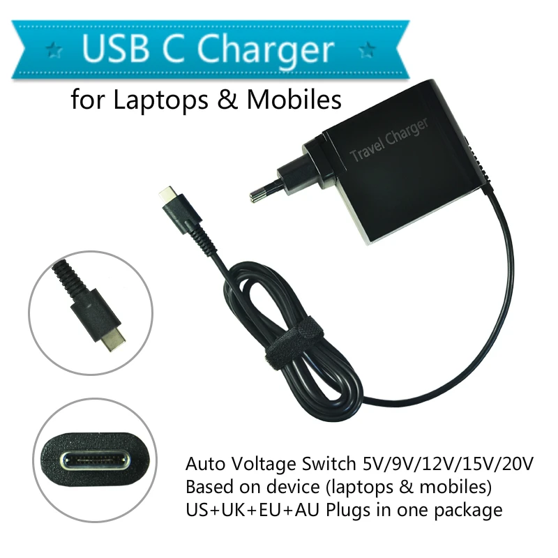 20V 3.25A 65W Универсальный USB Type C ноутбук мобильный телефон адаптер питания зарядное