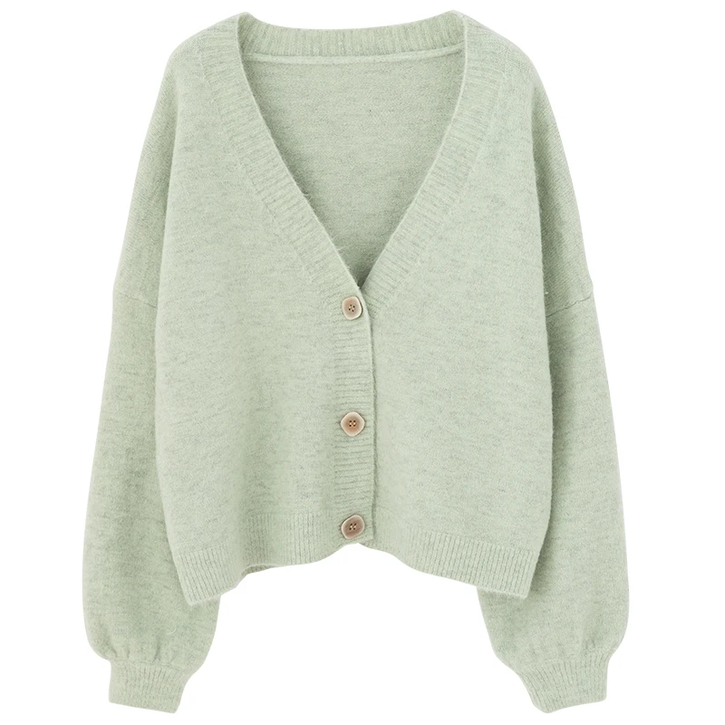 Tanie PEONFLY Cardigans damskie swetry na długi rękaw zimowy Casual Loose topy cover up jesień kobieta solidna wełna ciepłe swetry moda