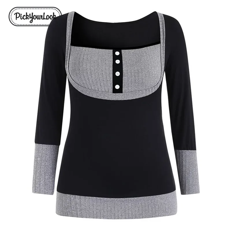 

Pickyourlook Women Thick Blouses Long Sleeve Autumn Winter Female Tops Shirt Patchwork Button Casual Ladies Blouses Chemise Big