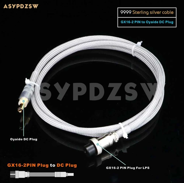 $113.98 1.2M HIFI 4N 9999 Sterling silver-Oyaid DC Power supply cable GX16-2 to 5.5*2.1/2.5mm