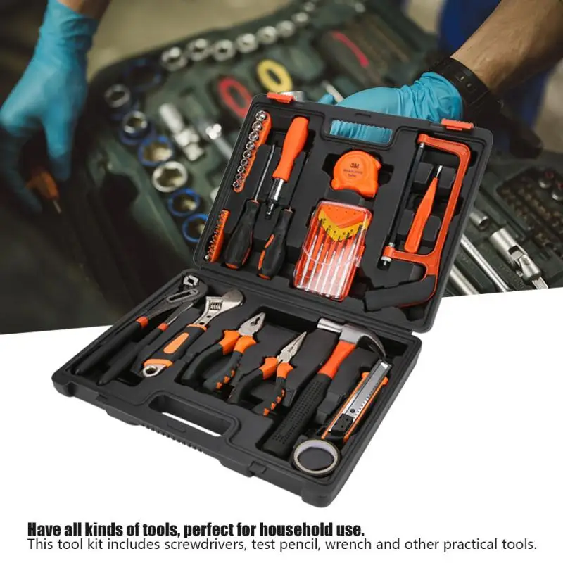 39Pcs Hand Tools Set Socket Wrench Tool Kit Screwdriver Knife Tools