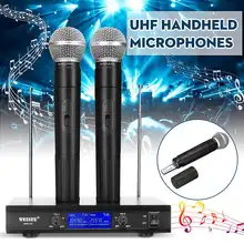 2 канала UHF частоты 2 ручной беспроводной микрофон системы с цифровым дисплеем микрофон для дома вечерние DJ караоке профессиональный
