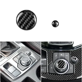 

Black Car Styling Sticker Accessories For Mazda3 Mazda6 CX-9 CX-5 Carbon Fiber Auto Central Control Knob Cover Sticker Button