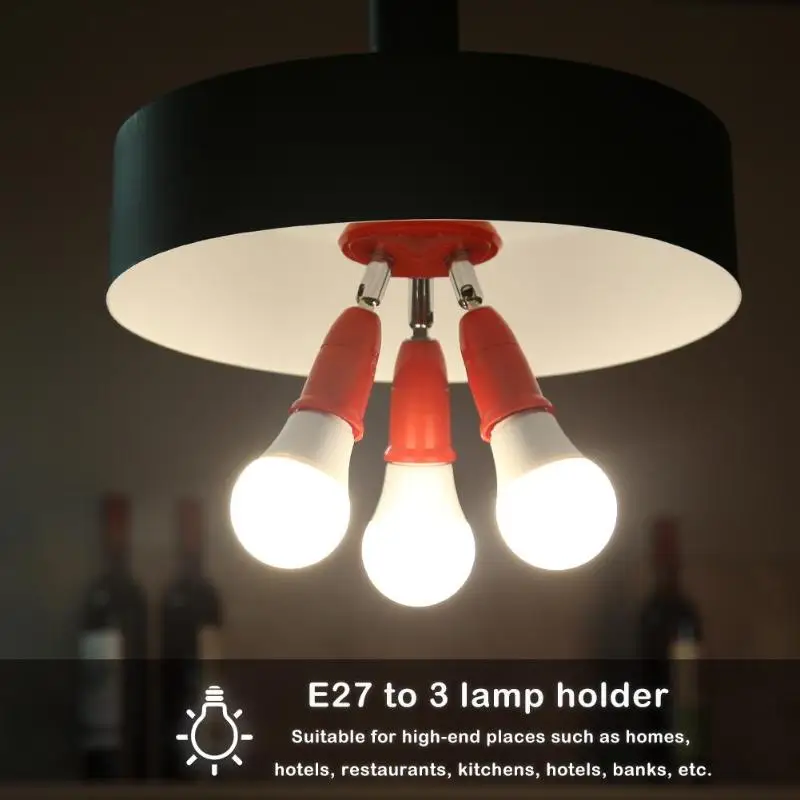 

3 in 1 E27 to E27 Screw Plastic Light Bulb Base Wall Lamp Holders Adapter Converter LED Light Bulb Adapter Holder