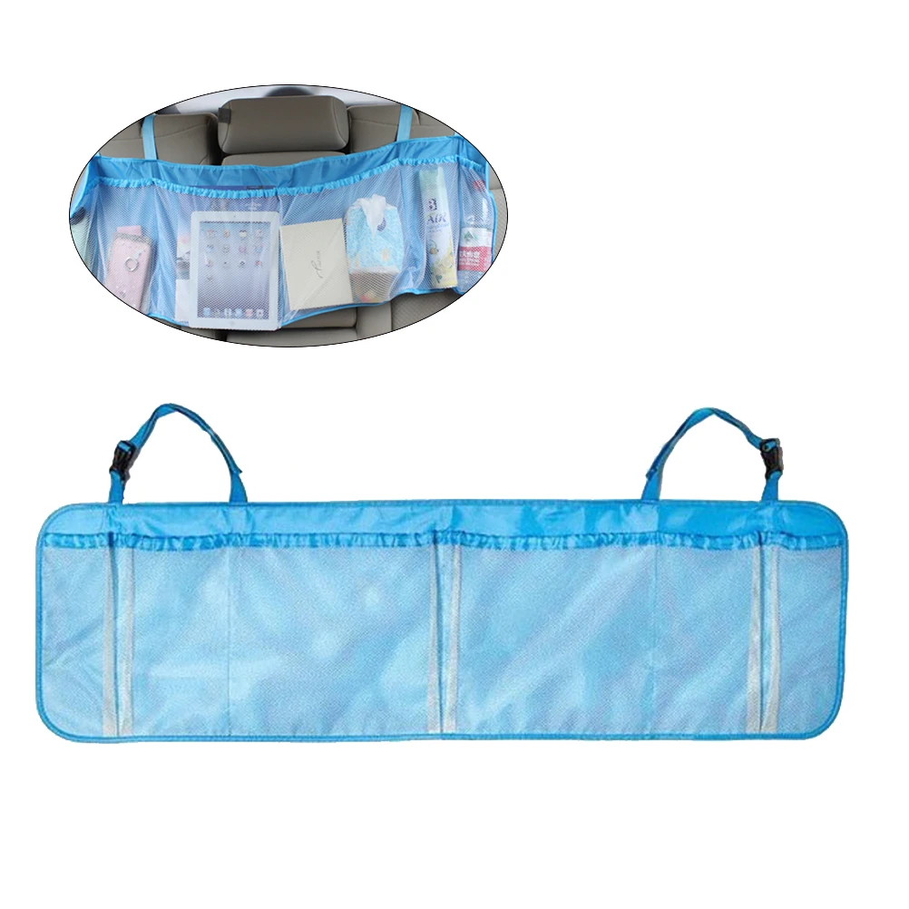 Multi-function Car Backseat Trunk Removable Hanging Storage Large Foldable Mesh Pockets Vehicle Back Seat Organizers Bag (Blue) |
