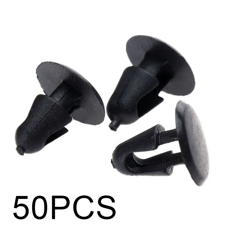 50x Fastener 5mm Dia Hole Push Car Door Trim Panel Clip Retainer For Toyota Interior Accessories Black Plastic Clips | Автомобили и