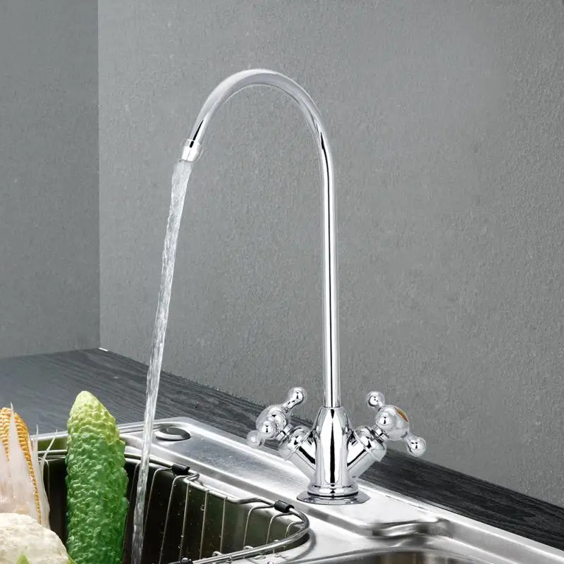 

1/4'' Double Holes Sink Faucet Tap Bathroom Chrome Reverse Osmosis RO Drinking Water Filter Basin Faucets Sink Faucet Tap