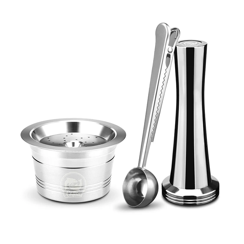 

Stainless Steel Reusable Coffee Capsule Pod +Spoon For K-fee Espresso Point High Quality