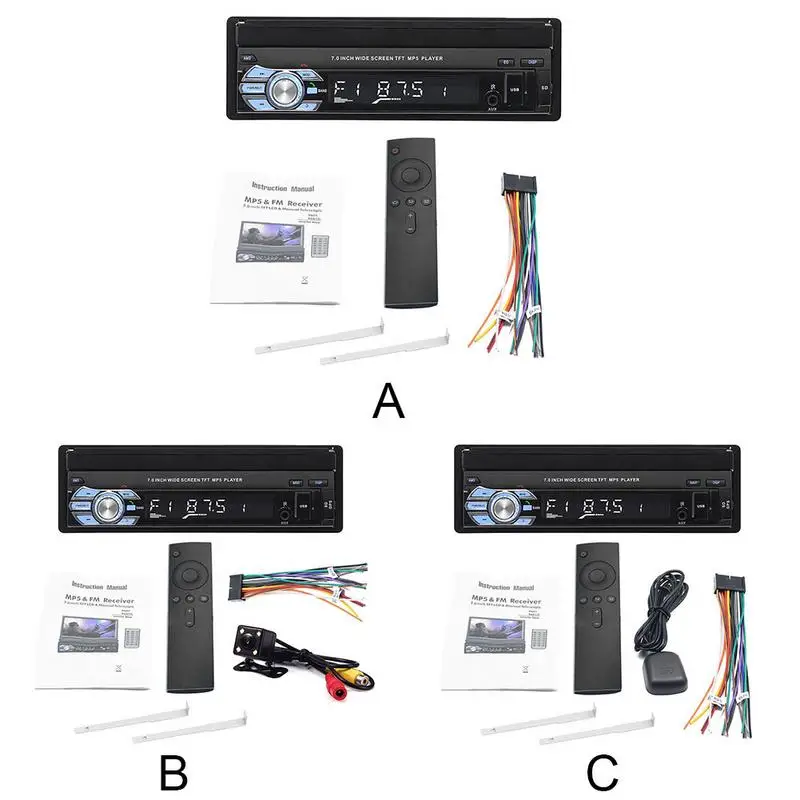 7 дюймов Автомобильный MP5 плеер AM FM радио gps навигация выдвижной 1 DIN сенсорный экран USB Bluetooth приемник автомобильные аксессуары