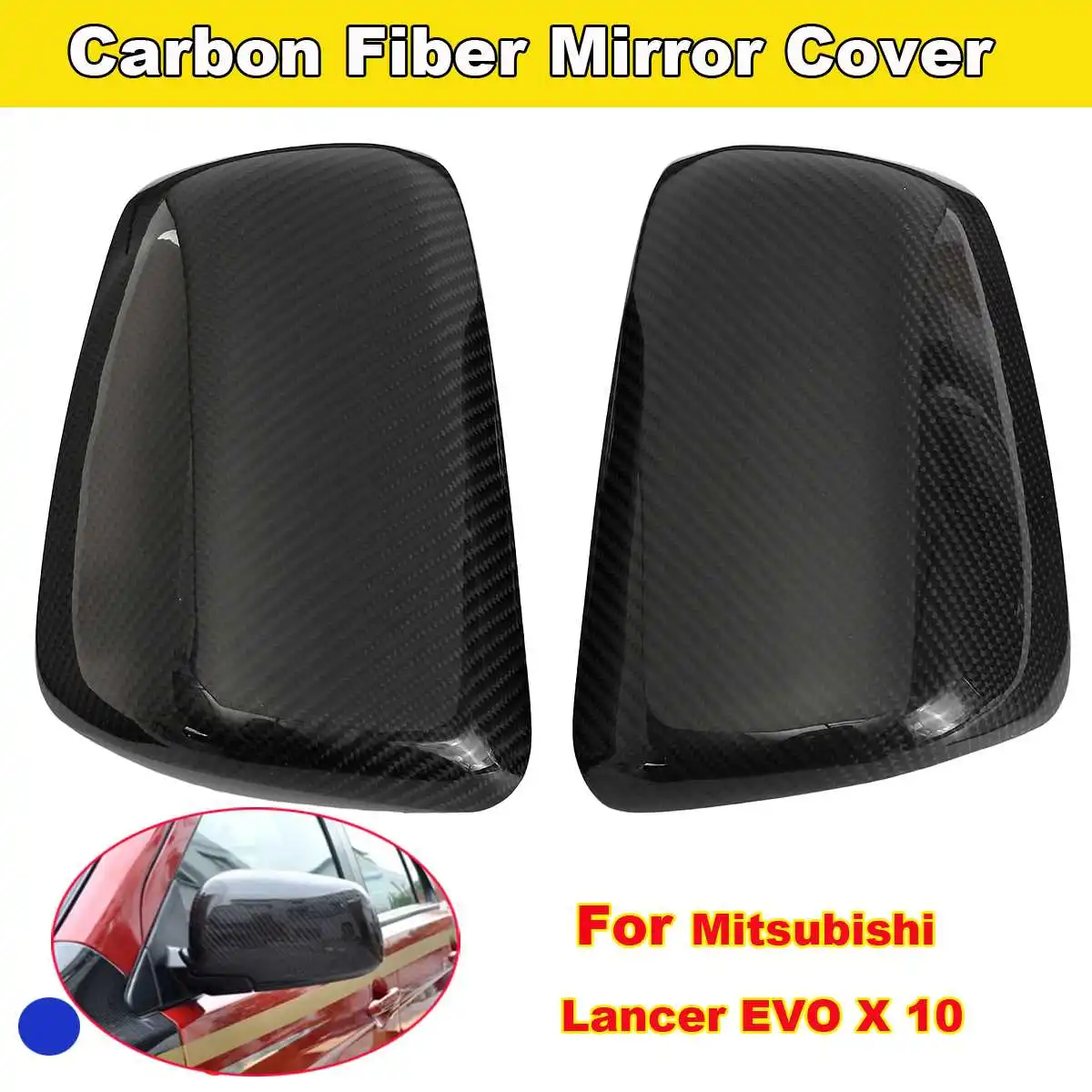 

1Pair Mirror Cover Caps Premium Genuine Real Carbon Fiber Mirror Side Wing Cover Caps Replacement For Mitsubishi Lancer EVO X 10
