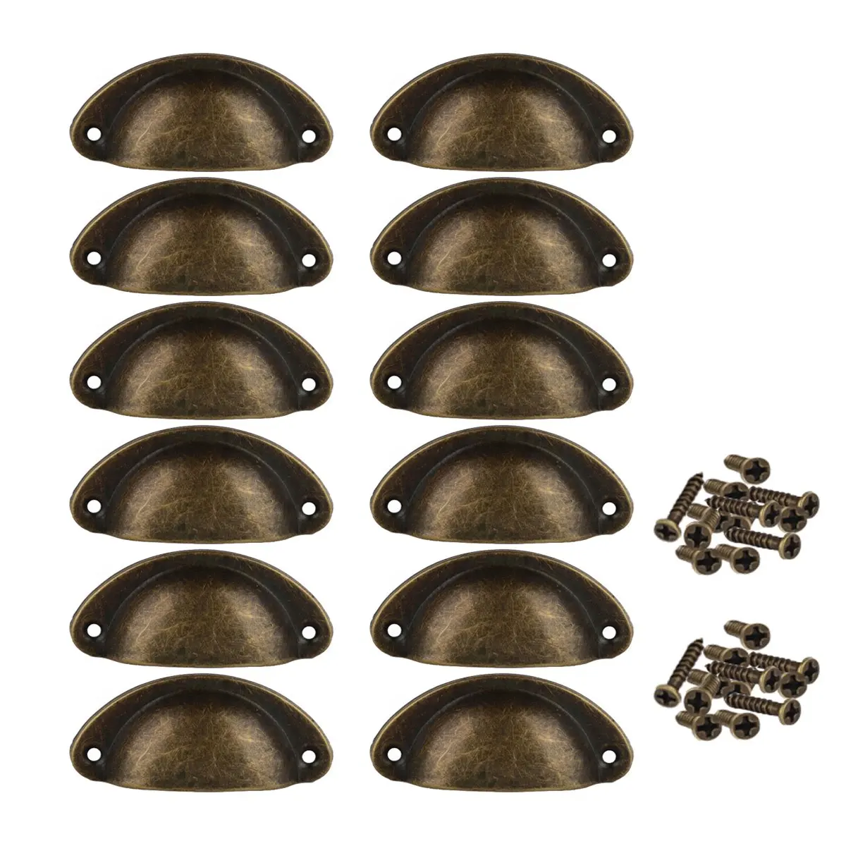 

12Pcs Door Drawer Cabinet Iron Shell Cup Semicircle Handle Pull Knob With Screws 8.1Cmx3.2Cm