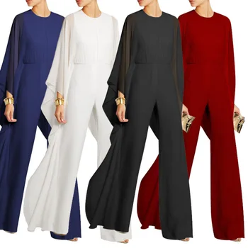 

Polyester Solid Color Perspective Long Jumpsuit New Pattern Summer Women