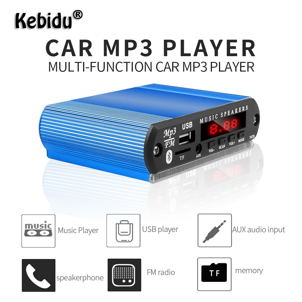 

Kebidu Wireless Bluetooth MP3 Decoder Board Music Player WMA Car Radio Support USB SD FM Audio Module DIY Case Car Accessories