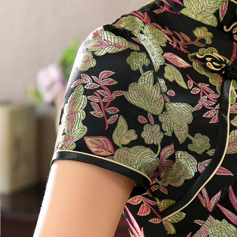 Женское длинное платье Qipao Qi Pao с золотыми нитями и вышивкой вечернее на платформе