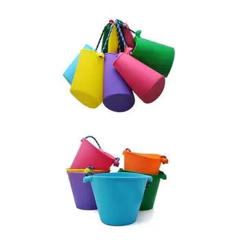 

4 Colors Baby Kids Shower Bath Toy Beach Bucket Silicone Folding Hand-held Barrel Toy Water Spraying Tool Baby Children's Toy