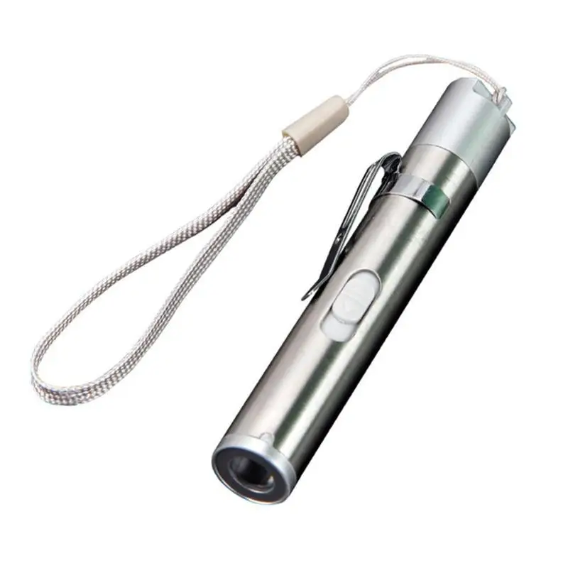 

Portable LED Laser Pointer Flashlight Torch 3W 3 Inch Multi-function USB Charging Battery Pen Holder Visible Beam Wallet Light
