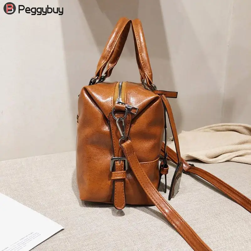 حقيبة يد فاخرة حقائب النساء مصمم بو الجلود بلون حقيبة كتف الإناث بوسطن أعلى-حقائب بيد