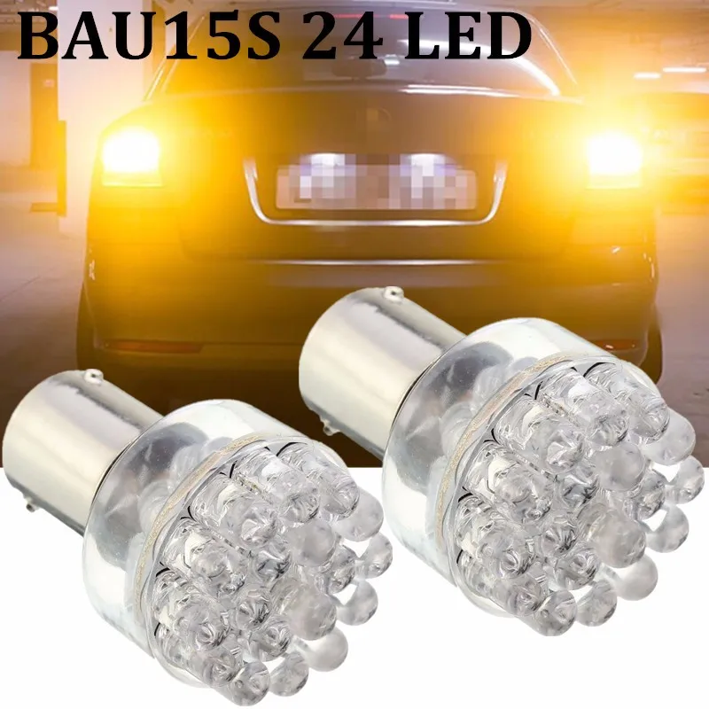 1Pair BAU15S 1156 12V DC Amber LED Bulbs Car Turn Signal Light Lamp