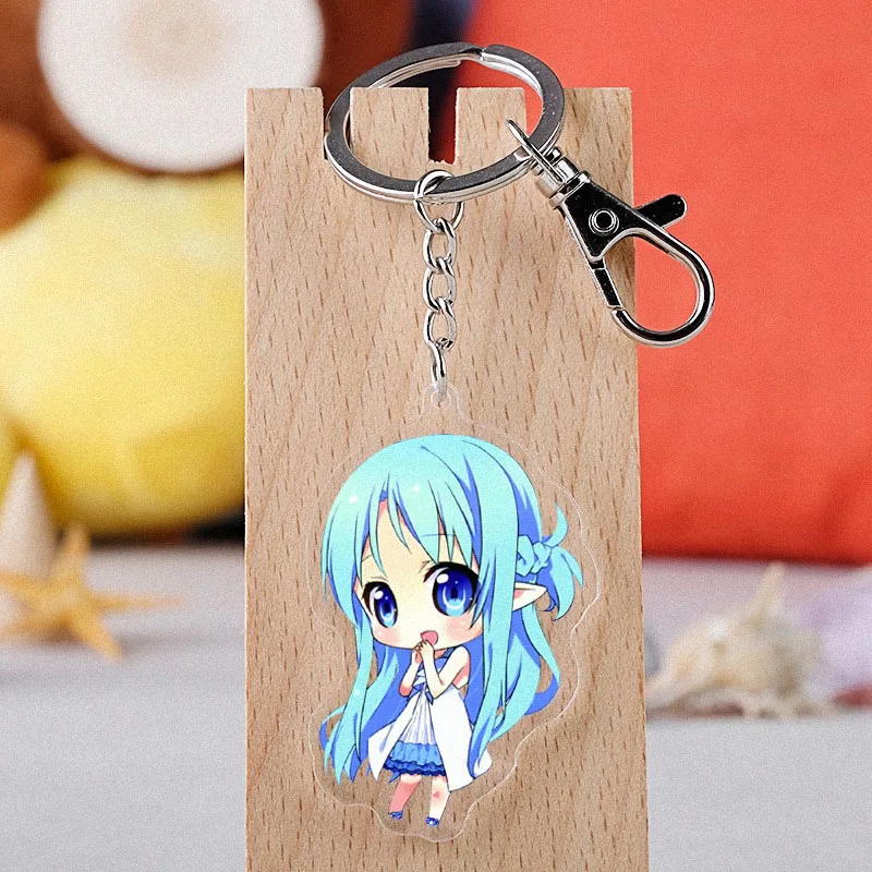 

Anime Sword Art Online Cosplay Keychain Japanese Cartoon Double-sided Sinon Kirito Asuna Car Key Holder Chain Pendants Keyrings