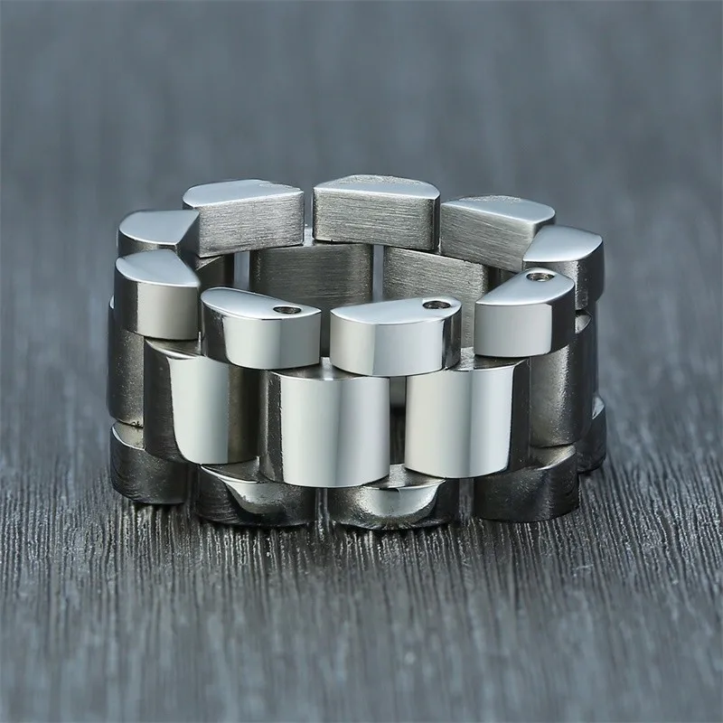 

Men's Stainless Steel Chain Ring In Silver Tone 10mm Designer Watchbrand Confirt Fit Man Dropship Jewelry