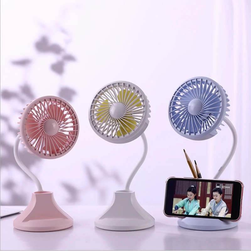 USB Rechargeable Desktop Desk Lamp Fan Student Learning Multi-Function Pen Holder Table Lamp Fan For Home Office Best Gift