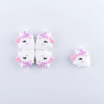 

50pc Cute Unicorn Silicone Animal Teether Beads BPA Free Baby Teething Necklace DIY Newborn Chewable Pacifier Chain Shower Gifts