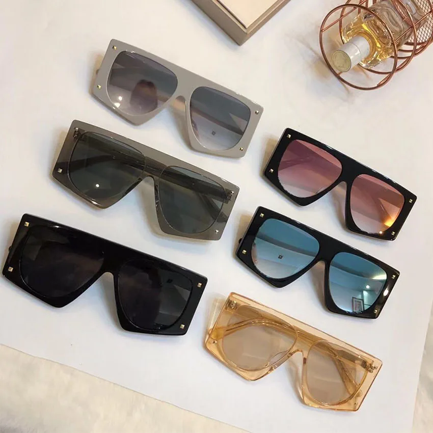 Designer gray Gradienten Weibliche Objektiv Uv400 Grey black Mode Klassische Marke Blue Sonnenbrille light Shades Luxus Rahmen Rechteck 2019 pink Brillen yellow Großen Frauen Niet CwqHXn8