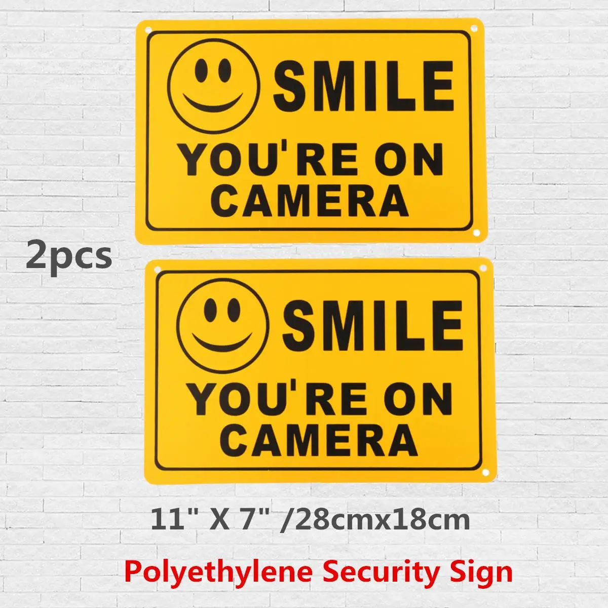 2 шт. улыбка YOU'RE на камера Предупреждение полиэтилен безопасности CCTV видео Желтый Знак 1" X 7"/28x18 см