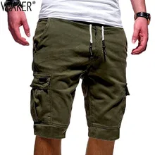 Новинка, мужские однотонные шорты Карго длиной до колена, мужские черные зеленые повседневные хлопковые свободные шорты, мужские тонкие короткие брюки, M-3XL
