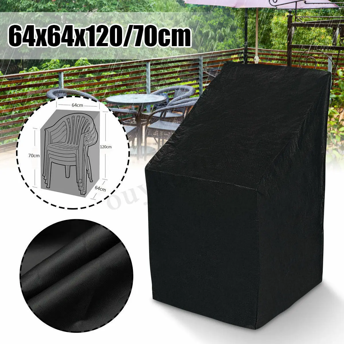 

420D Oxford Waterproof Stacking Chair Cover Outdoor Garden Patio Chair Furniture