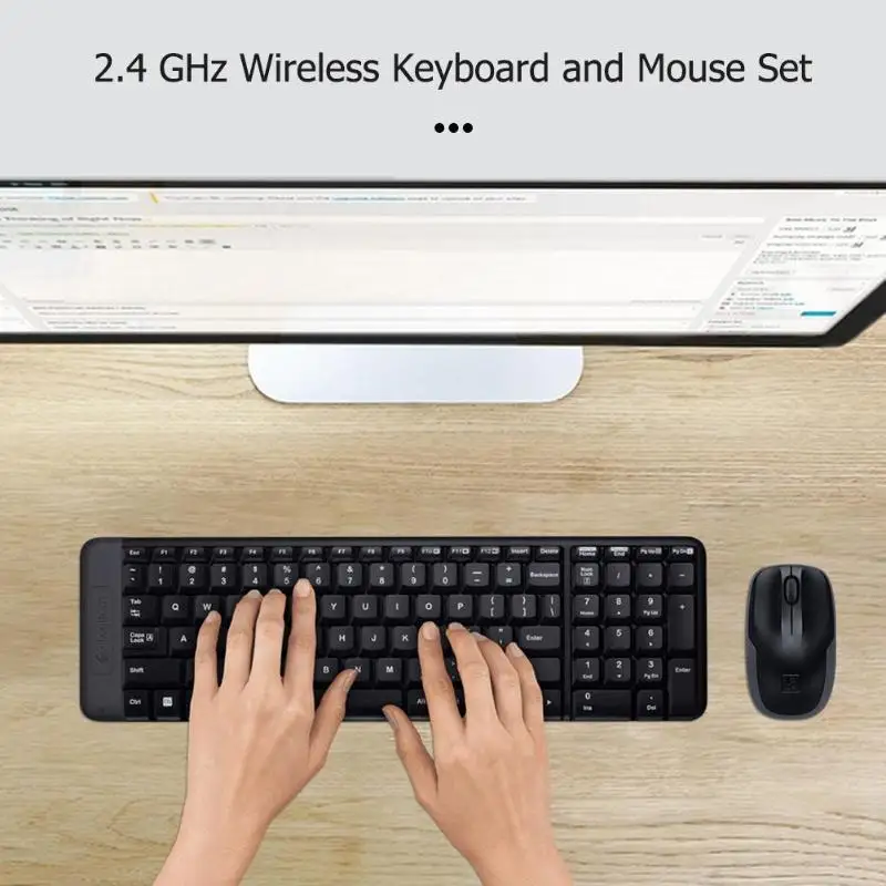 Комбинированная компьютерная мышь logitech MK220, 104 клавиш, беспроводная клавиатура, 1000 точек/дюйм, USB приемник, набор для игр, для геймеров, оригинальная оптическая