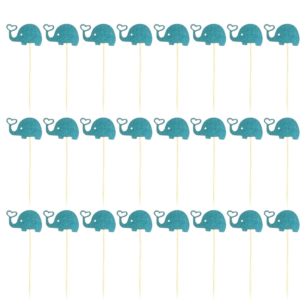 

24pcs Cake Toppers Lovely Small Cute Elephant Cupcake Toppers Cake Picks Cake Decoration for Theme Party Birthday Baby Shower