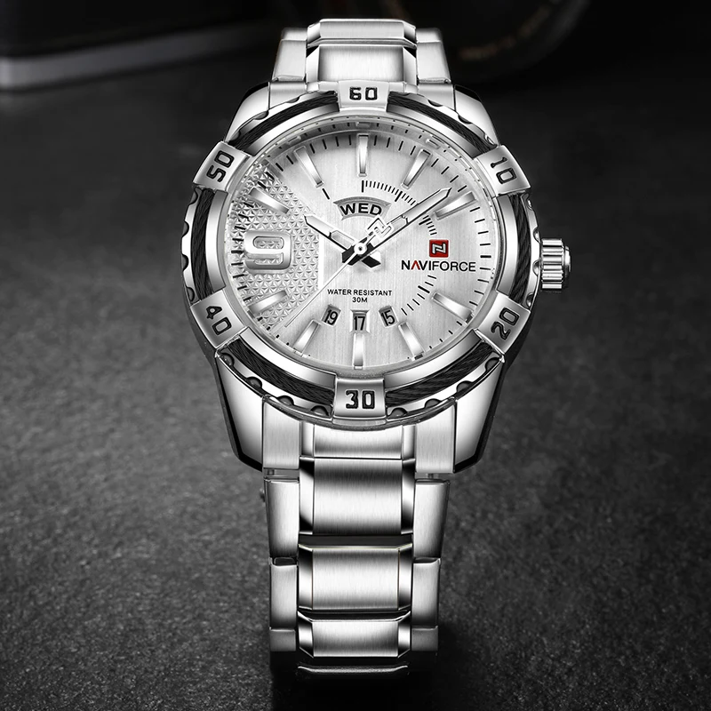  NAVIFORCE Men Sport Waterproof Watch Date Week 24Hour Display Military Quartz Watches Male Business