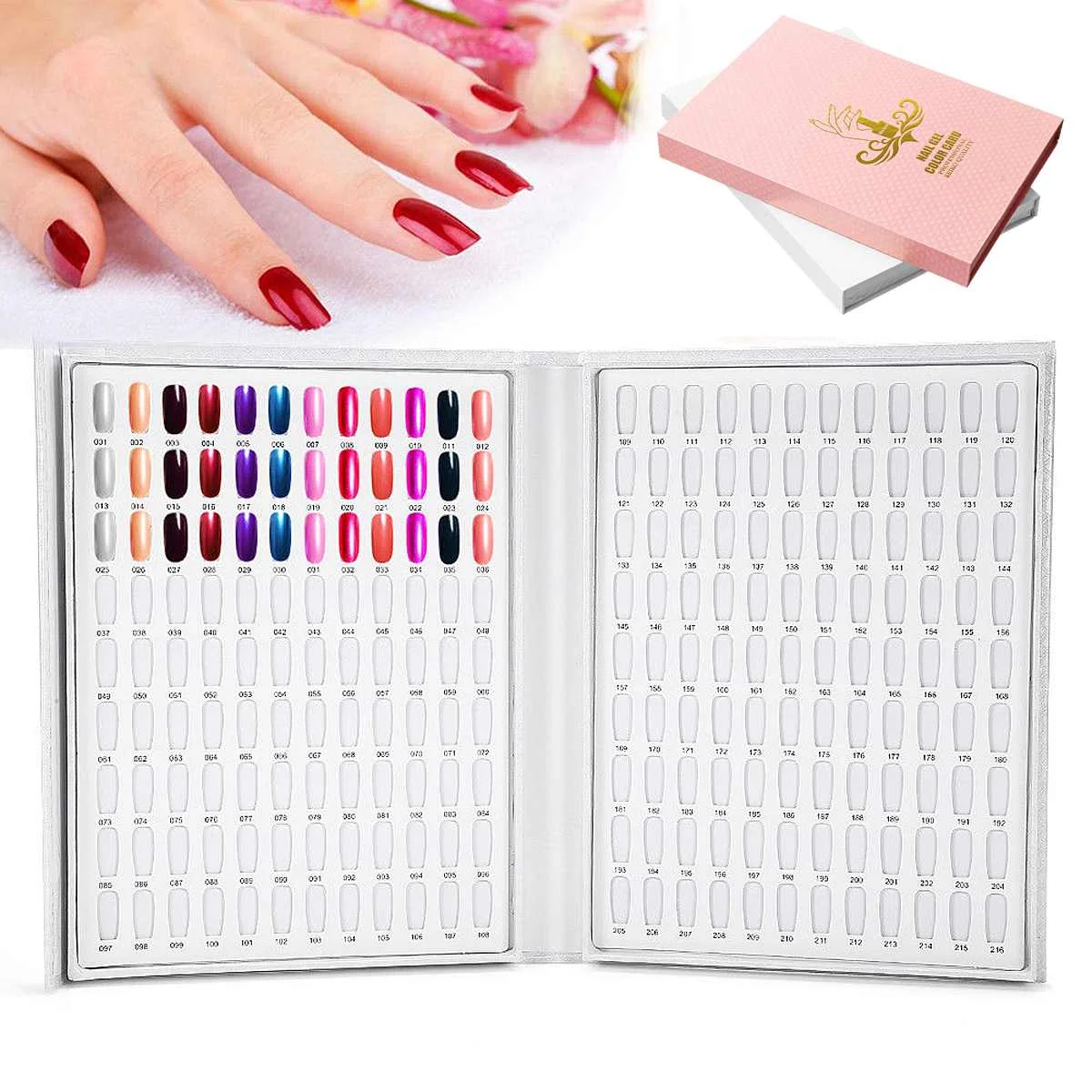 216 Grids Model Nail Gel Polish Color Display Box Book Dedicated White