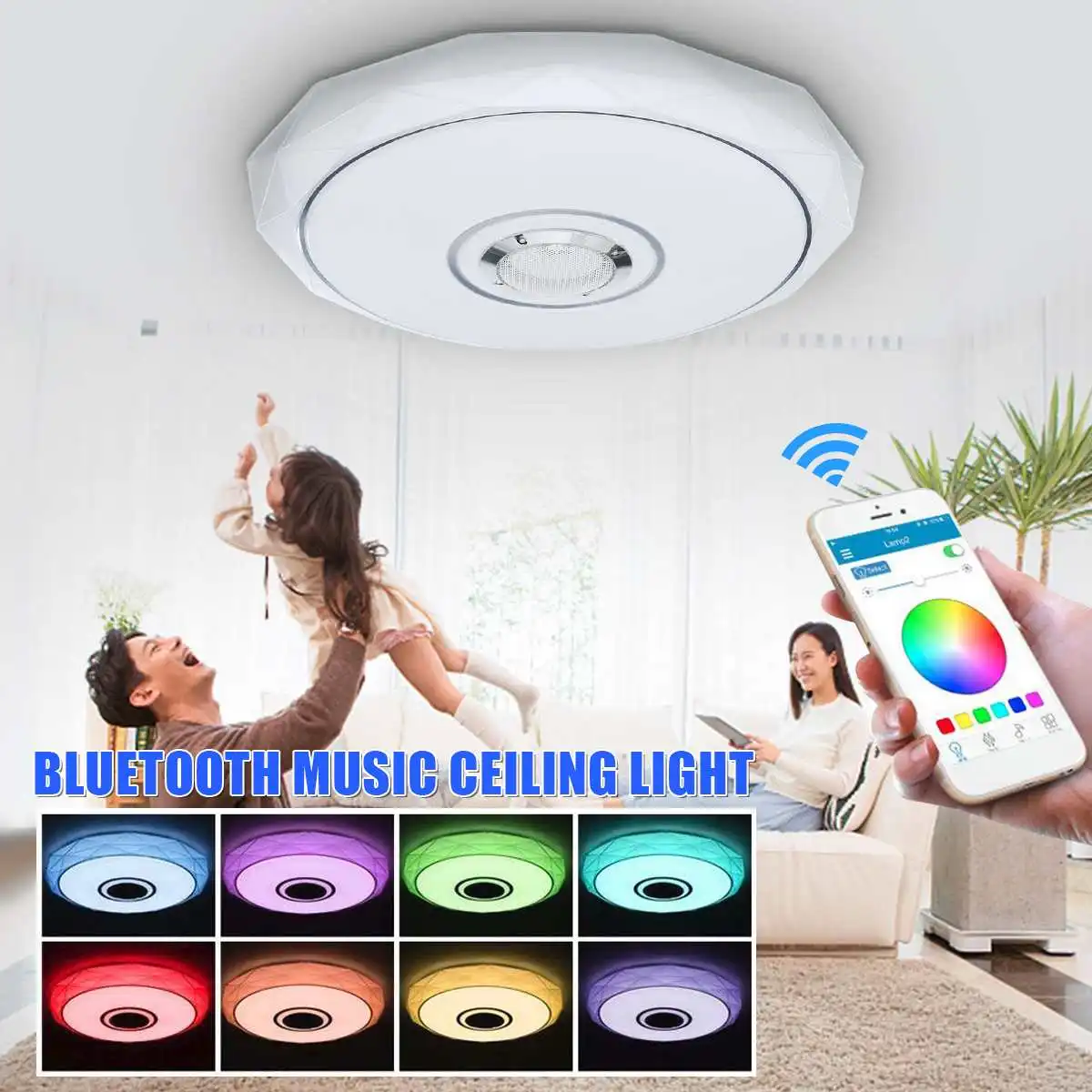 

RGB Dimmable LED Ceiling Light With APP Control bluetooth Speaker Music Ceiling Lights Lamp for Hotel Living Room Dining Room