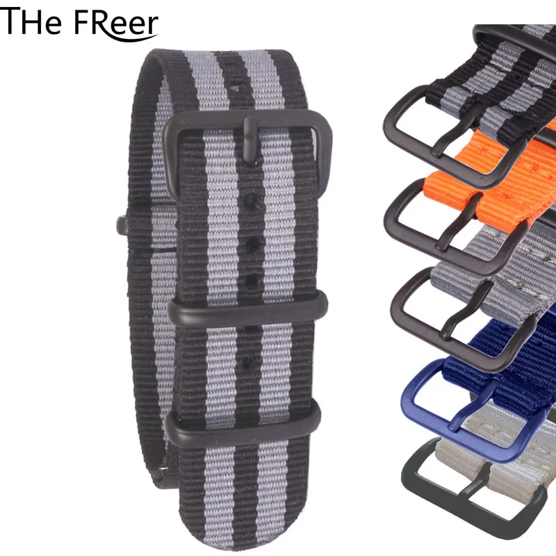 

Luxury Causal Nylon Watchband NATO Wrist Watches Strap 18mm 20mm 22mm 24mm Striped Rainbow Canvas Replacement Watch Band