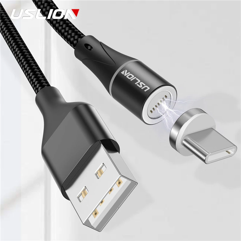 

USLION 3A Fast Charging Magnetic USB Cable Micro USB Type C Data Cable Magnet Charger For Samsung S10 S9 S8 iPhone X S R Xiaomi