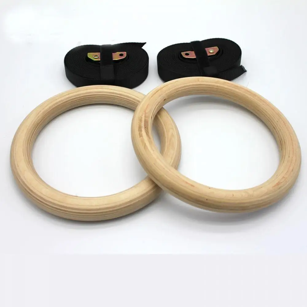 

New Wooden 28mm Exercise Fitness Gymnastic Rings Gym Exercise Crossfit Pull Ups Muscle Ups