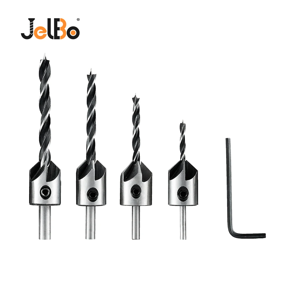 

JelBo Hole Saw Countersink Drill Bit Set Shank Extension Power Tools Adapter Woodworking Drilling Bits Set for Carpentry