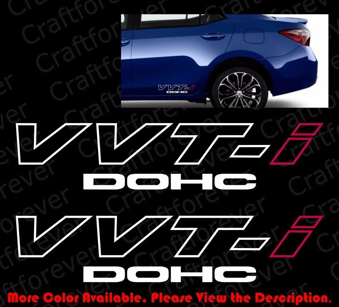 ONE PAIR x VVTI DOHC JDM/TRD Vinyl Graphic Window Decal Sticker 2pcs 17