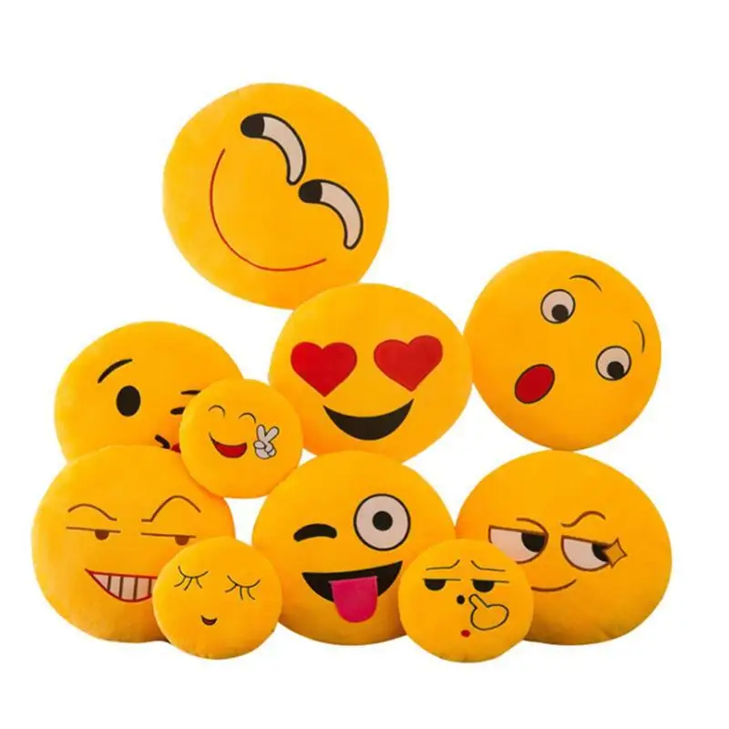 

New Smiley Face Qq Emoji Pillows Soft Plush Emoticon Round Cushion Home Decor Cute Cartoon Toy Doll Decorative Throw Pillows 26