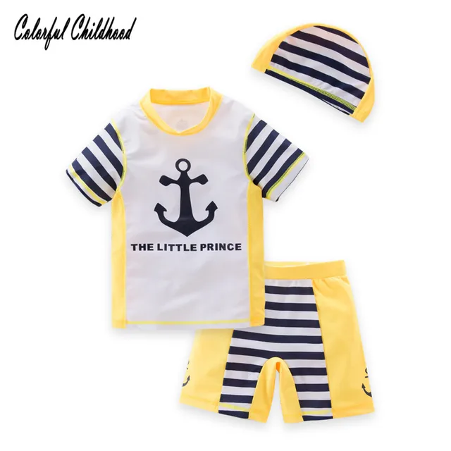 Best Offers Boys Swimsuit Black&white Stripe Navy Style Pullover Shirt 2pieces Sets Big Boys Summer Cool Bathing Suit Children's Swimwear