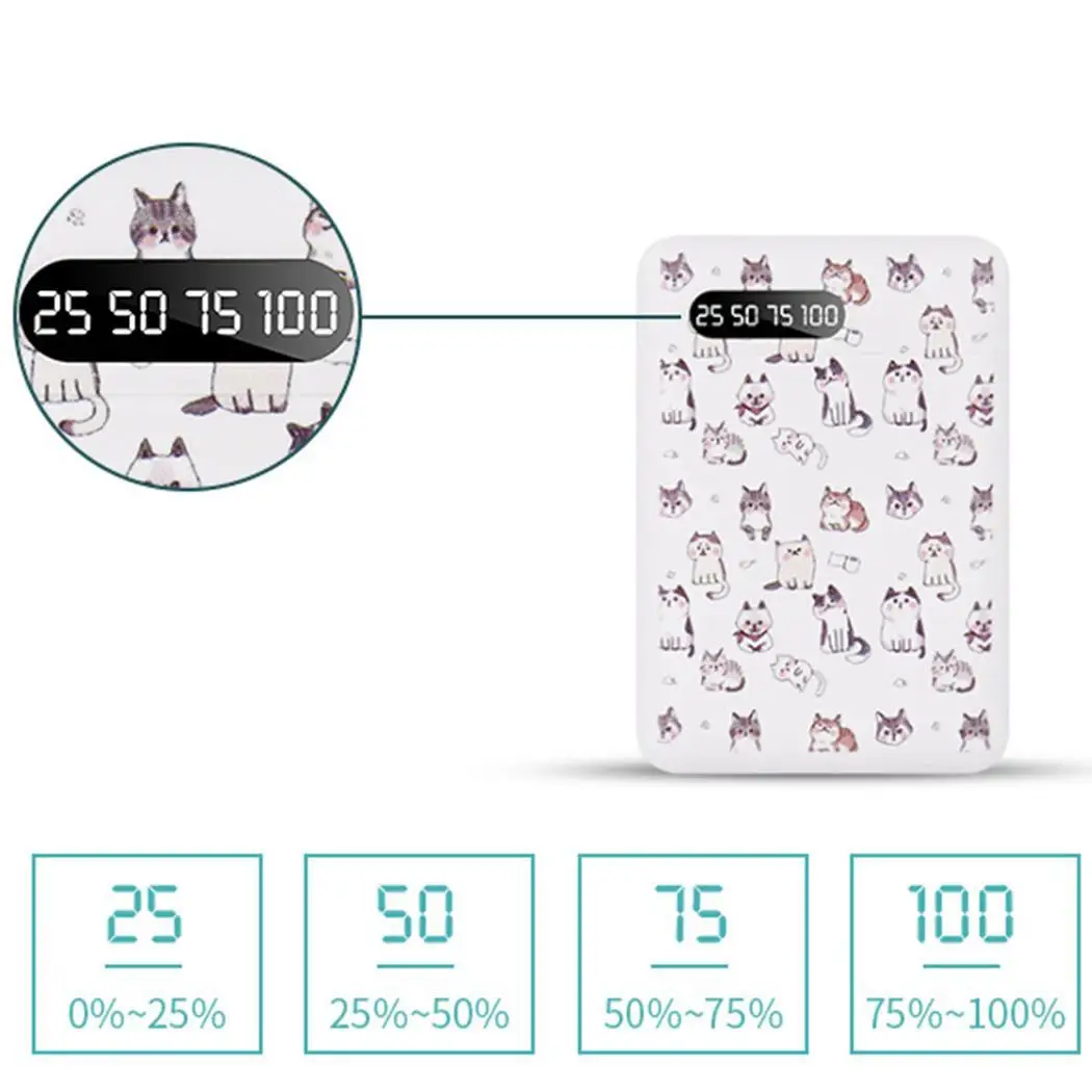 Мини Внешний аккумулятор 10000 мАч 5 в 2A Быстрая зарядка портативное зарядное
