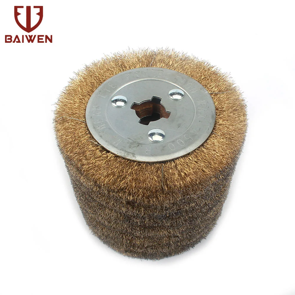 

5" Copper Coated Steel Wire Drawing Polishing Wheel For Burnishing Metal Removal Rust 0.15mm Wire