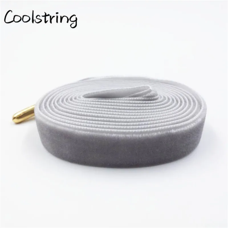 Coolstring New Flat Single Side Velvet Shoelaces Fantastic Nylon Shoe Laces With Metal Tips Sneaker Sport Bootlaces Shoestring