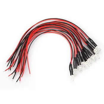 

12v 5mm LED Light-emitting Diode Wired Multicolor LED Light Cable 20cm 0.06W 10pcs