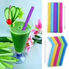 Детские складные для хранения пищевых продуктов большого диаметра Детские Силиконовые напитки соломы Многоразовые цвета здоровый напиток Гибкая соломка набор кистей