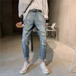 2019 Весна и лето новый список Мужская Корейская версия пары хип хоп сплошной цвет повседневные джинсовые штаны уличная Лучшие