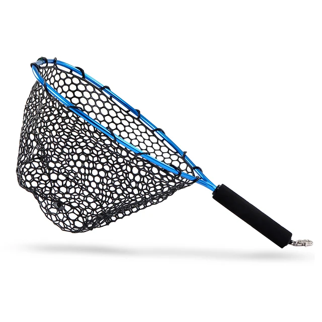 Lightweight Foldable Fly Fishing Brail Blue Soft Rubber Landing Net