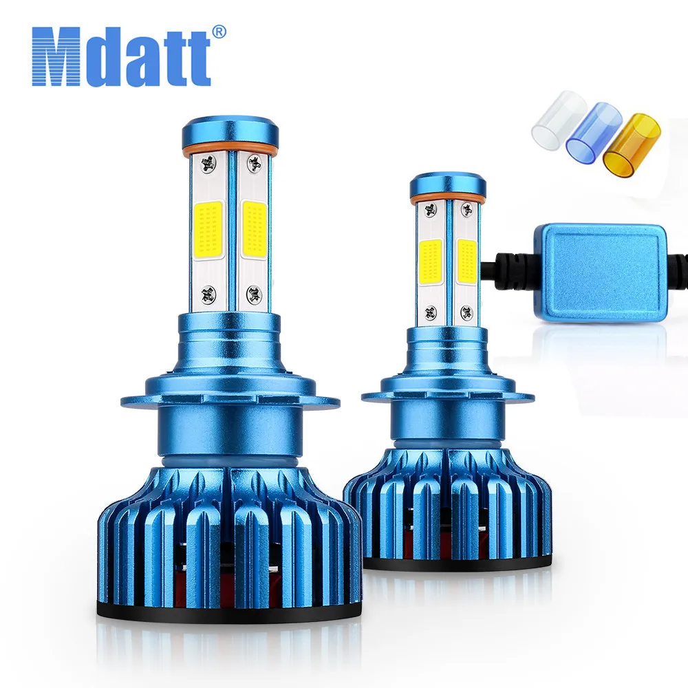 Mdatt 4 сторонняя автомобильная лампа COB H1 H7 H4 H11 светодиодная Автомобильная фара